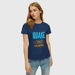 Футболка хлопковая женская Игра Quake pro gaming, цвет: тёмно-синий — фото 2