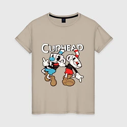 Футболка хлопковая женская Cuphead - Mugman, цвет: миндальный