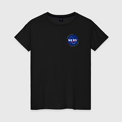 Футболка хлопковая женская NASA NERV Evangelion - little logo, цвет: черный