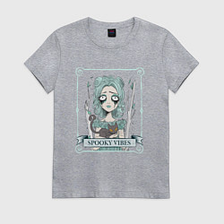 Футболка хлопковая женская Spooky vibes, цвет: меланж