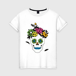 Футболка хлопковая женская Sugar skull, цвет: белый