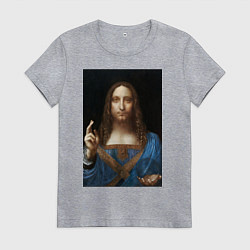 Футболка хлопковая женская Спаситель мира Леонардо Да Винчи около 1500, цвет: меланж