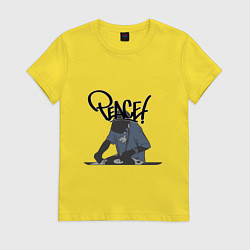 Футболка хлопковая женская Peace DJ, цвет: желтый