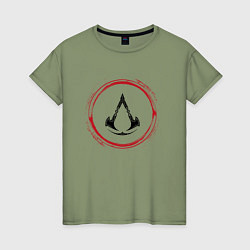 Женская футболка Символ Assassins Creed и красная краска вокруг