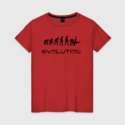 Футболка хлопковая женская Эволюция в дзюдо, цвет: красный