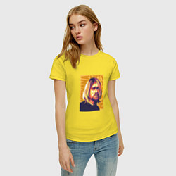 Футболка хлопковая женская Nirvana - Cobain, цвет: желтый — фото 2