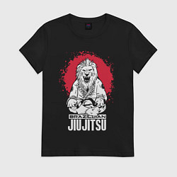 Футболка хлопковая женская Jiu Jitsu red sun Brazil logo, цвет: черный