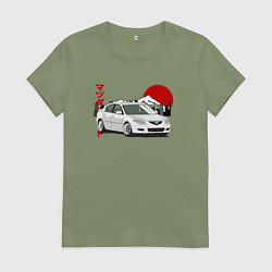 Футболка хлопковая женская Mazda 3 bk JDM Retro, цвет: авокадо