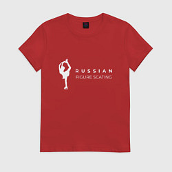 Футболка хлопковая женская Figure skating of Russia, цвет: красный