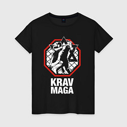 Футболка хлопковая женская Krav-maga octagon - ring, цвет: черный