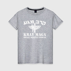 Футболка хлопковая женская Krav-maga - emblem with wings, цвет: меланж