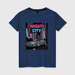 Футболка хлопковая женская Toyota Soarer Night City, цвет: тёмно-синий