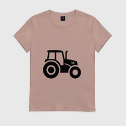 Футболка хлопковая женская Силуэт трактора, цвет: пыльно-розовый