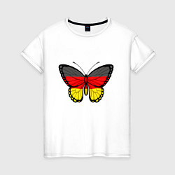 Футболка хлопковая женская Бабочка - Германия, цвет: белый
