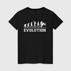Футболка хлопковая женская Мото-эволюция, цвет: черный