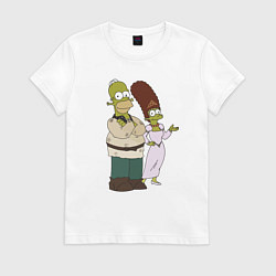 Футболка хлопковая женская Homer and Marge in Shrek, цвет: белый