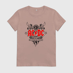 Футболка хлопковая женская ACDC Black Ice с молниями, цвет: пыльно-розовый