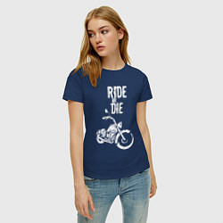Футболка хлопковая женская Ride or Die винтаж, цвет: тёмно-синий — фото 2