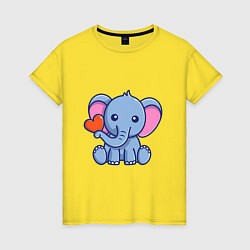 Футболка хлопковая женская Love Elephant, цвет: желтый