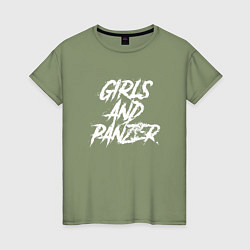 Футболка хлопковая женская Girls und Panzer logo, цвет: авокадо