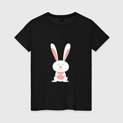 Футболка хлопковая женская Smiling Rabbit, цвет: черный