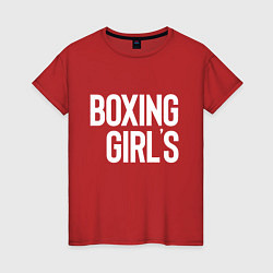 Футболка хлопковая женская Boxing girls, цвет: красный