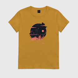 Футболка хлопковая женская Одна Красная Лиса, цвет: горчичный