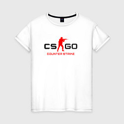 Футболка хлопковая женская Counter Strike логотип, цвет: белый