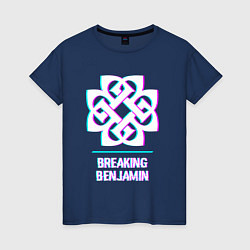 Футболка хлопковая женская Breaking Benjamin glitch rock, цвет: тёмно-синий