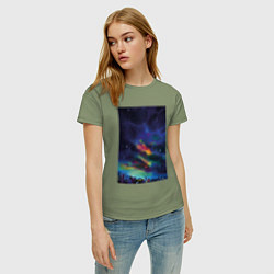Футболка хлопковая женская Звездная рапсодия, цвет: авокадо — фото 2