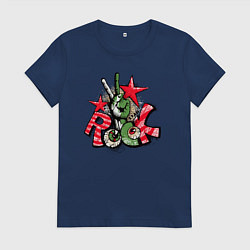 Футболка хлопковая женская Граффити Rock star, цвет: тёмно-синий