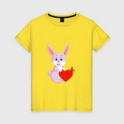 Женская футболка Кролик с сердцем