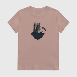 Футболка хлопковая женская Лисий остров, цвет: пыльно-розовый
