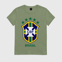 Футболка хлопковая женская Brasil CBF, цвет: авокадо