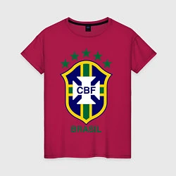 Футболка хлопковая женская Brasil CBF, цвет: маджента