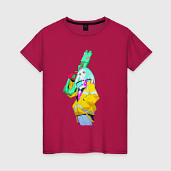Футболка хлопковая женская Ребекка с пушкой - Киберпанк, цвет: маджента