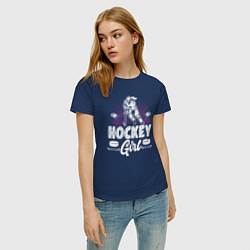 Футболка хлопковая женская Женский хоккей, цвет: тёмно-синий — фото 2
