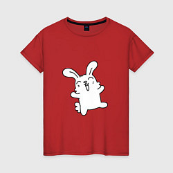 Футболка хлопковая женская Happy Bunny, цвет: красный
