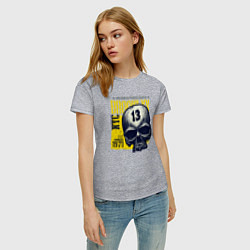 Футболка хлопковая женская Череп с цифрой, цвет: меланж — фото 2
