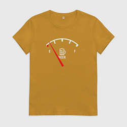 Футболка хлопковая женская Нужно заправиться пивом, цвет: горчичный