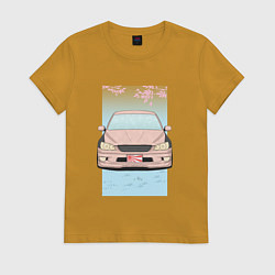 Футболка хлопковая женская Toyota Altezza stance, цвет: горчичный