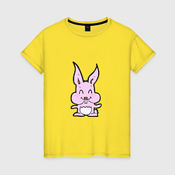 Футболка хлопковая женская Rabbit Smile, цвет: желтый