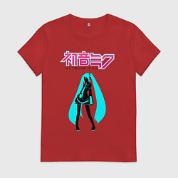 Футболка хлопковая женская Вокалоид Хацуне Мику, цвет: красный