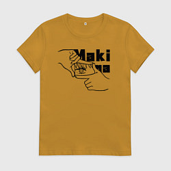 Футболка хлопковая женская Глаза Макимы, цвет: горчичный
