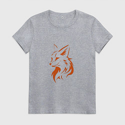Футболка хлопковая женская Голова лисы, цвет: меланж