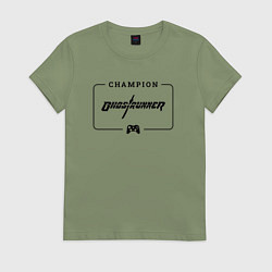 Женская футболка Ghostrunner gaming champion: рамка с лого и джойст