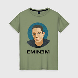 Футболка хлопковая женская Eminem поп-арт, цвет: авокадо