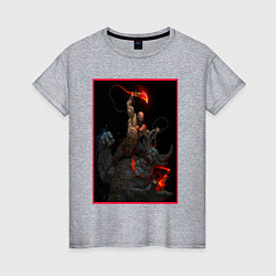 Футболка хлопковая женская God of War - Кратос против балрога, цвет: меланж