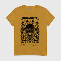 Футболка хлопковая женская Megadeth Thirteen, цвет: горчичный
