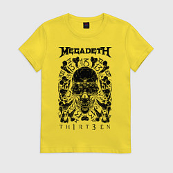 Футболка хлопковая женская Megadeth Thirteen, цвет: желтый